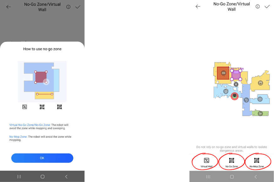 No-Go-Zonen werden in der Dreame L10s Pro App festgelegt.